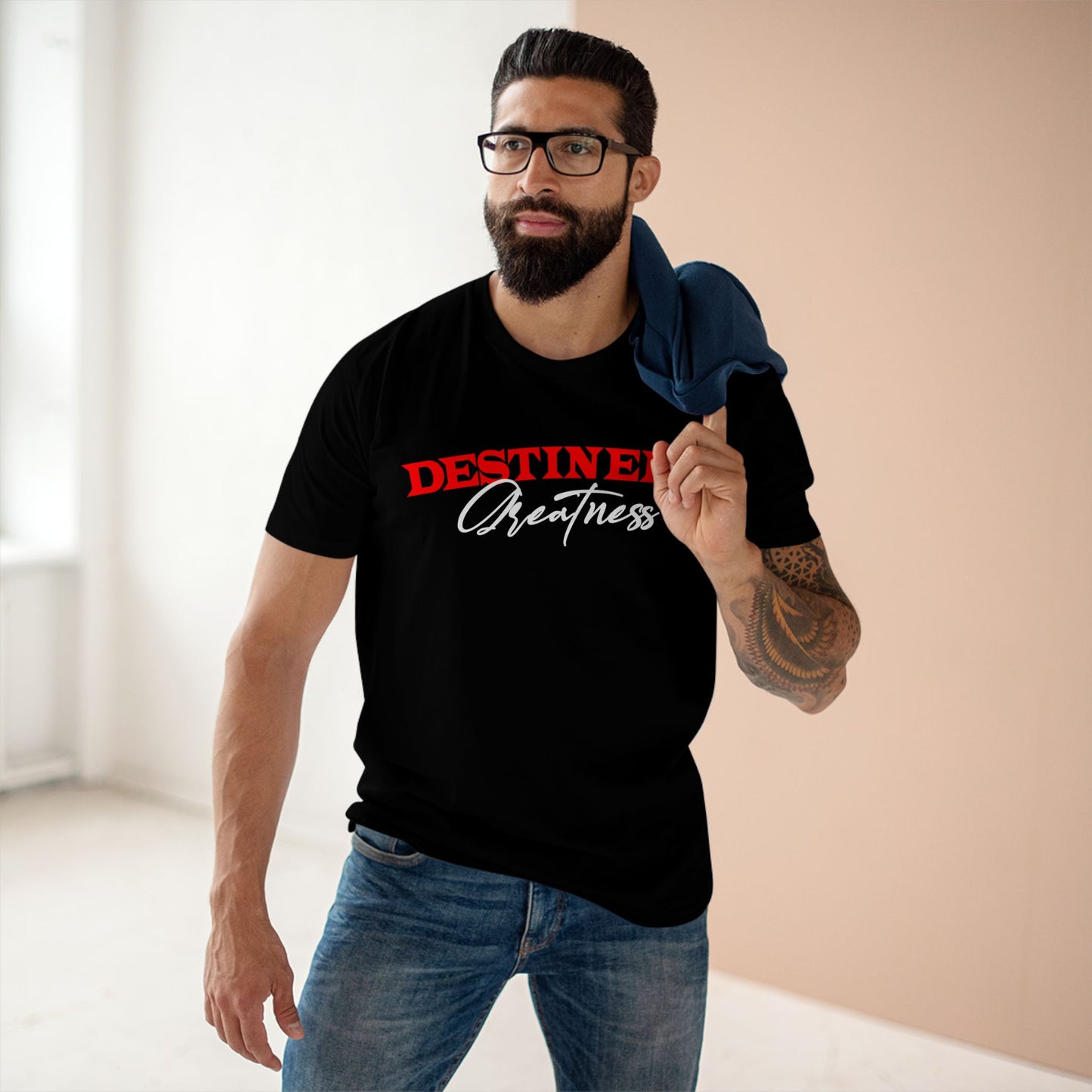 Unisex Adult Tee - 'DESTINED4 Greatness' Blk-Red-Wht