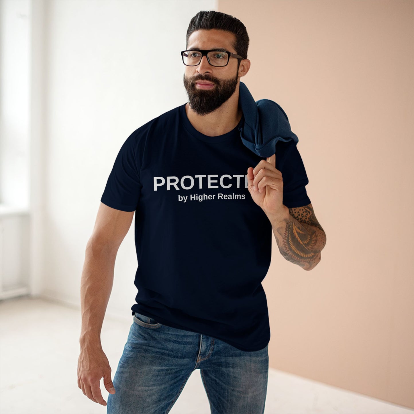 Unisex Protected by Higher Realms T-Shirt (Wht)