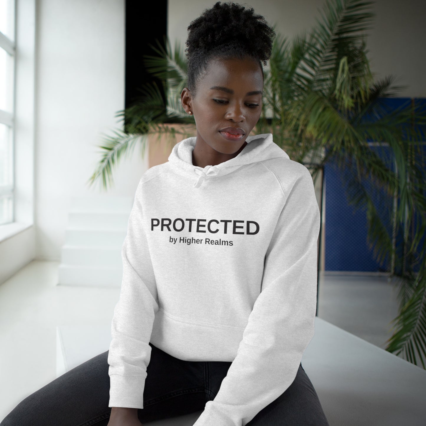 Unisex Protected by Higher Realms Hoodie (black writing)