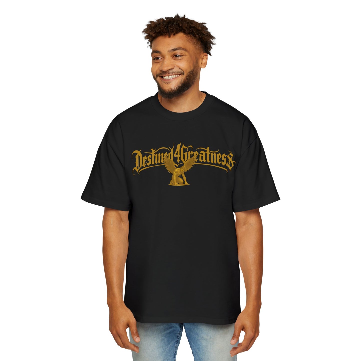 Destined 4 Greatness Eagle Graphic Tee — Men's Oversized White Shirt