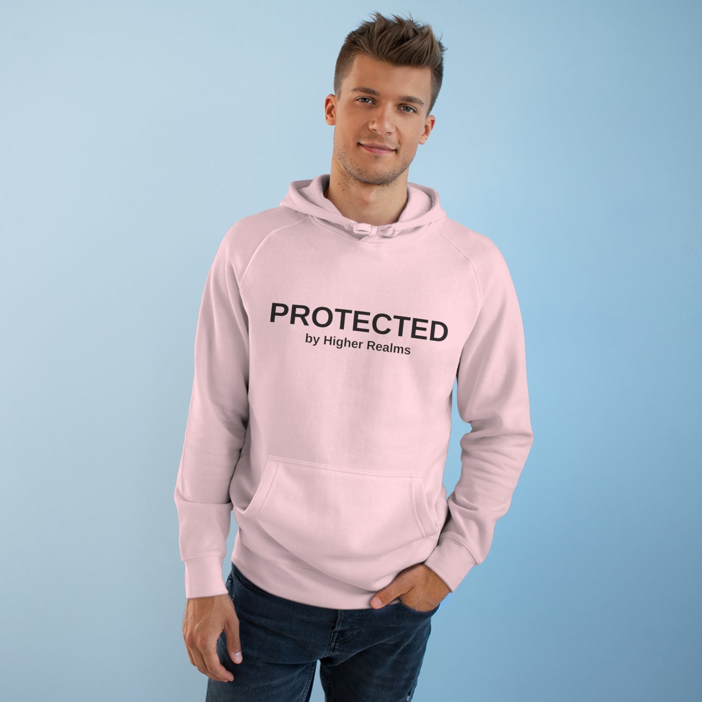 Unisex Protected by Higher Realms Hoodie (black writing)