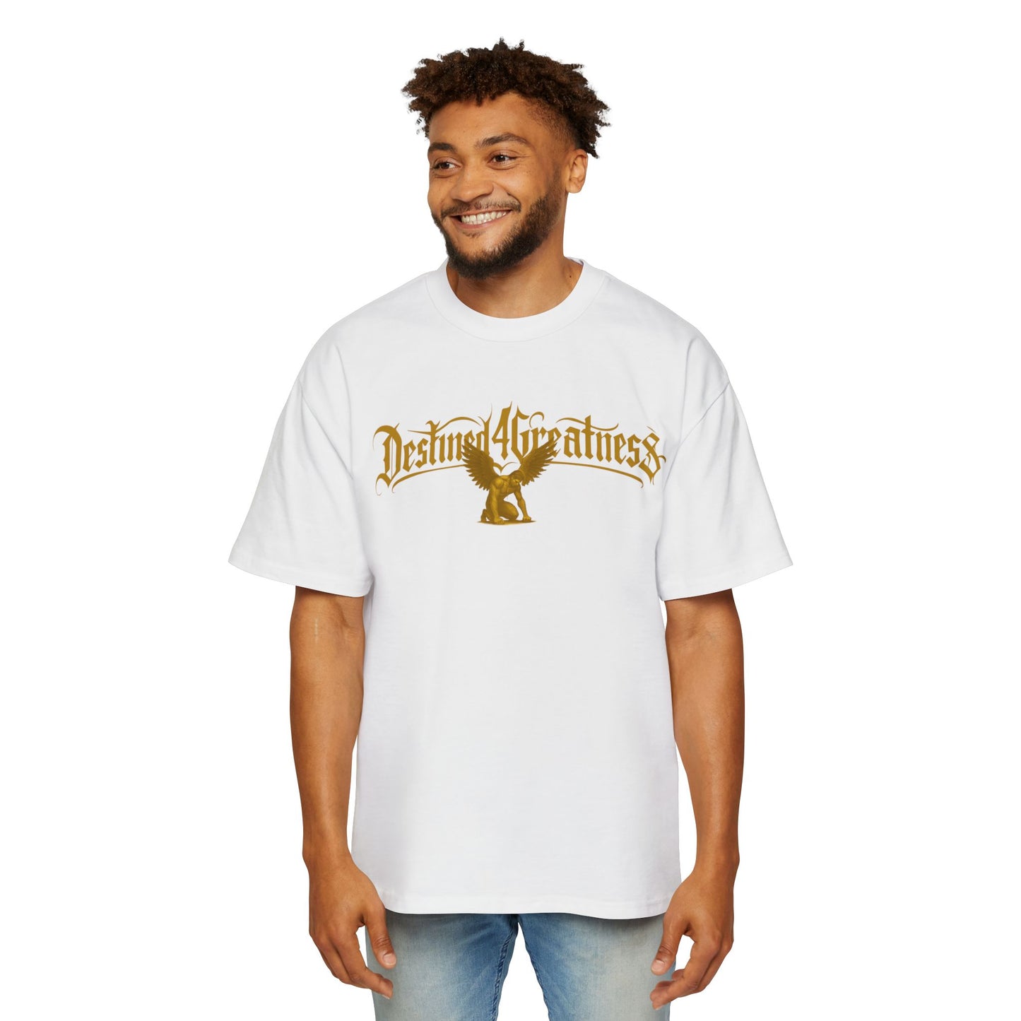 Destined 4 Greatness Eagle Graphic Tee — Men's Oversized White Shirt