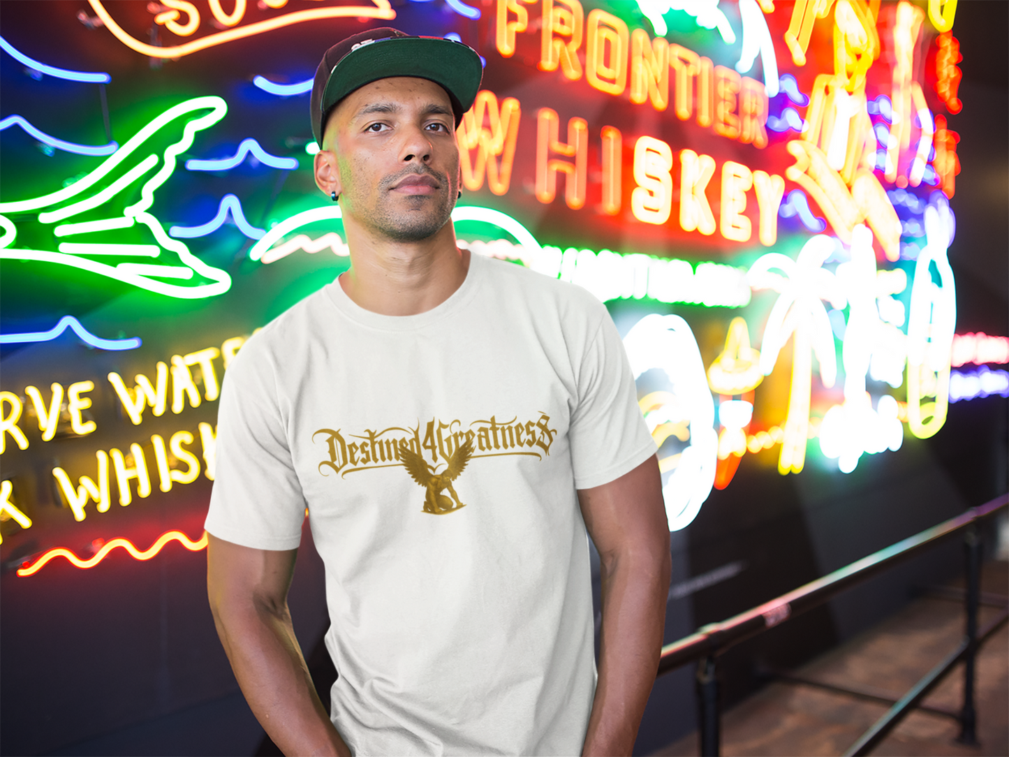 Destined 4 Greatness Eagle Graphic Tee — Men's Oversized White Shirt