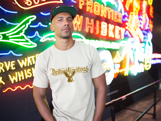 Destined 4 Greatness Eagle Graphic Tee — Men's Oversized White Shirt